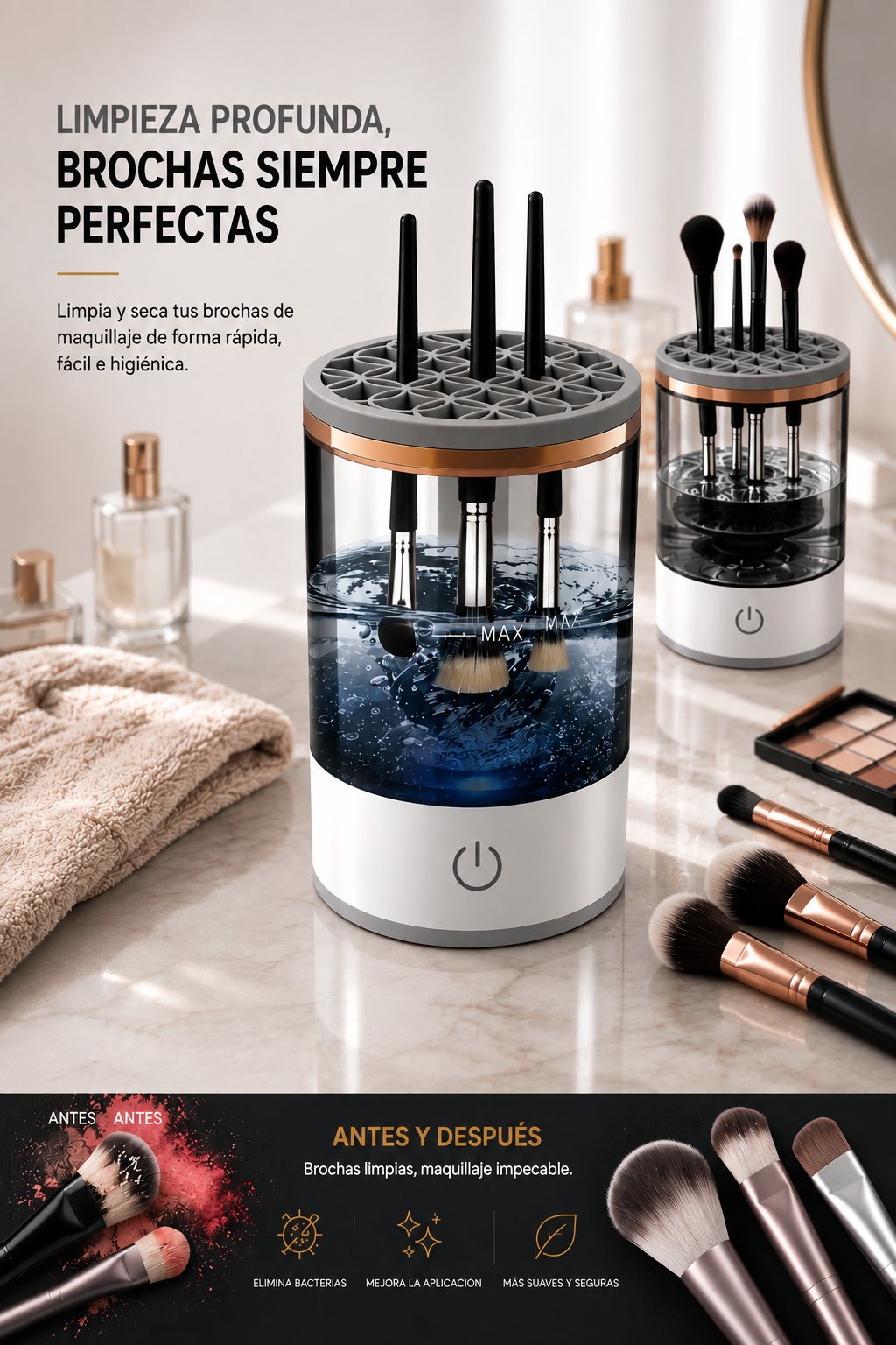 Limpiador Eléctrico Para Brochas De Maquillaje-En solo minutos